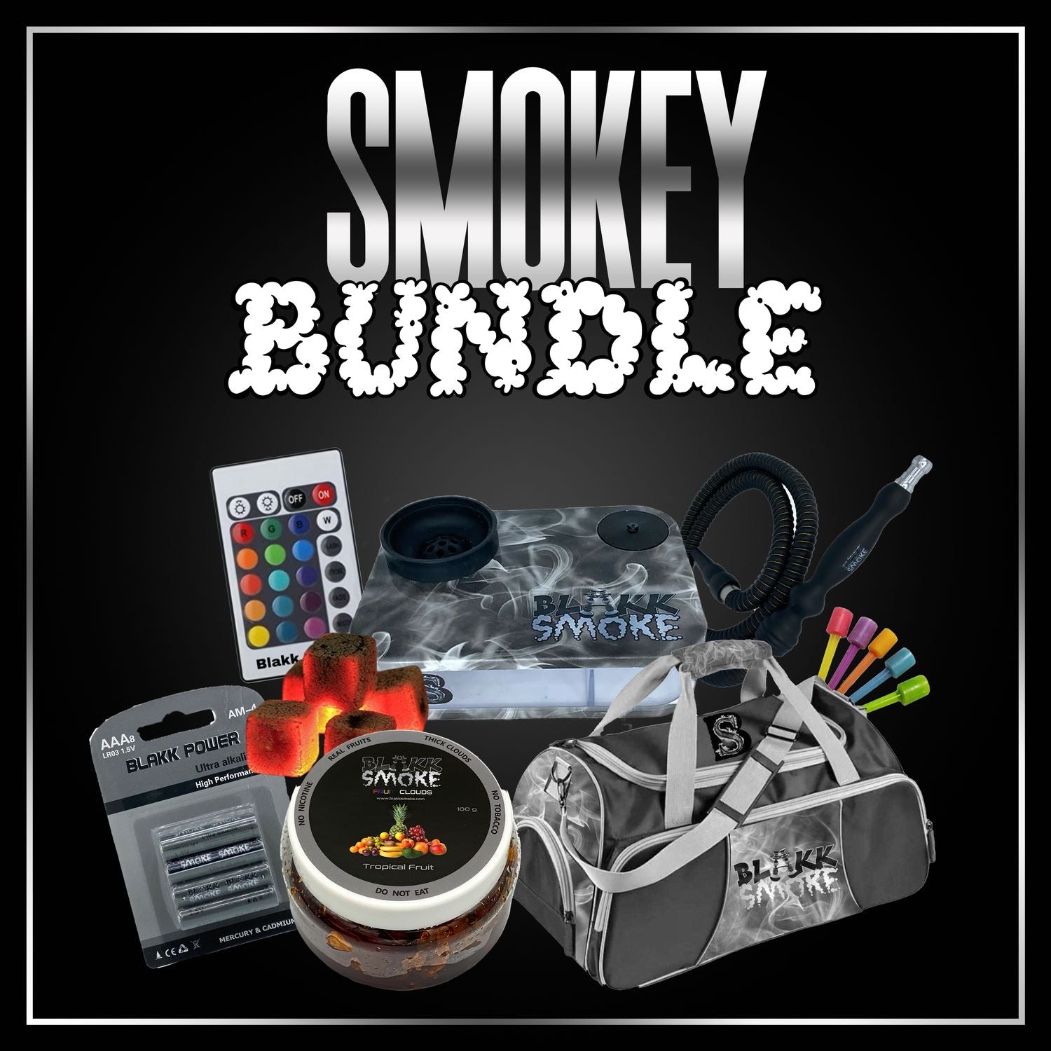 Smokey Travel Hookah Bundle Bundle Blakk Smoke